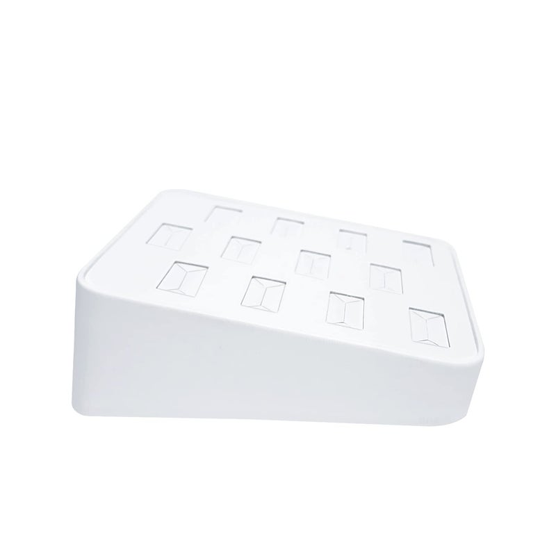 MOOCA 12 Slots Ring Tray Display, Slotted Ring Showcase Display Jewelry Organizer, Jewelry Tray for Showcase trade Show, Premium White Leatherette - Image 3